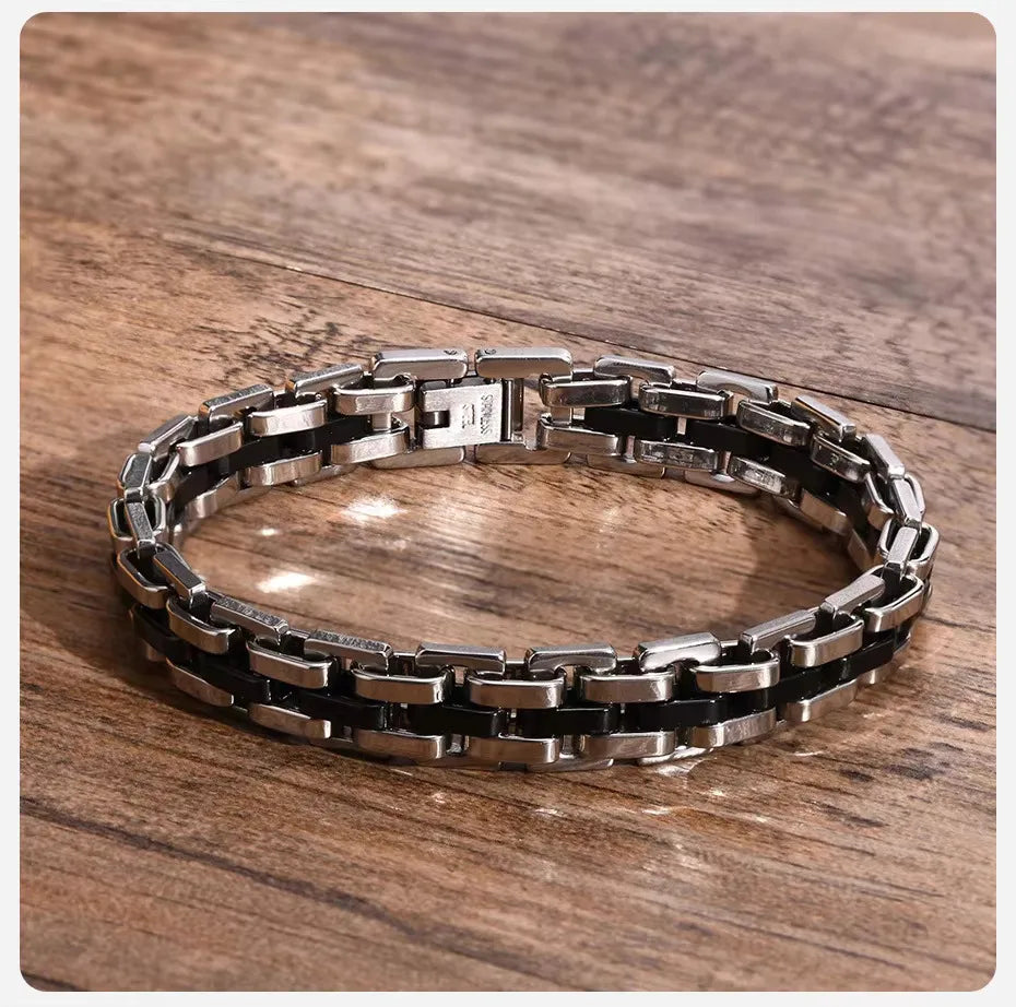 Braccialetto A Catena Con Cinturino Alla Moda In Acciaio Inossidabile Per Uomo 10 Mm Regalo Festa Del Papà