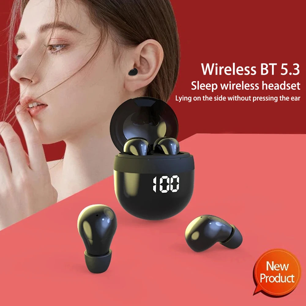 SK18 Mini Cuffie Invisibili Wireless Bluetooth 5.3 Con Microfono Cancellazione Del Rumore HD Per Dormire Con Bassi