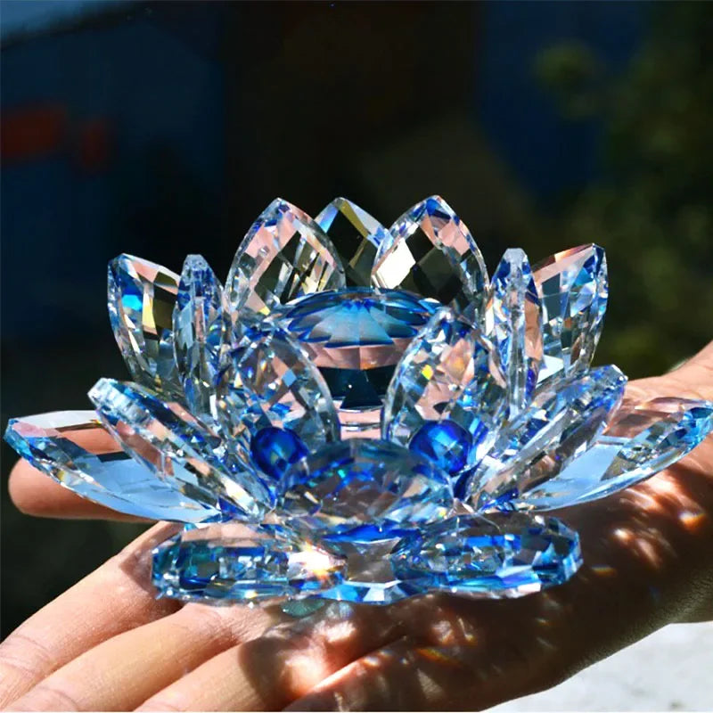 Fermacarte In Cristallo Di Quarzo Fiore Di Loto 80mm Artigianato In Vetro Feng Shui Decorazioni Per Casa Regalo