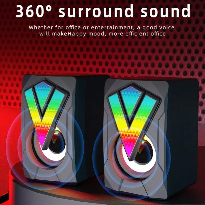 Altoparlanti Per Computer USB Cablati Con Luce LED Microfono Stereo HiFi 7.1 Canali Per PC Desktop