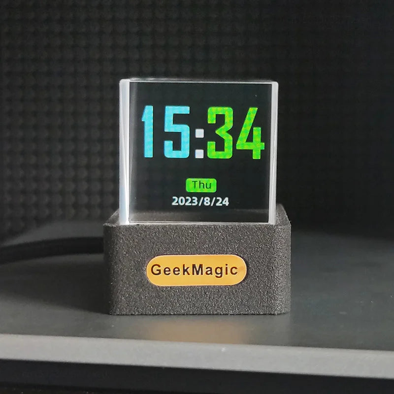 GeekMagic GifTV Crystal Cube Display Fotografico Stazione Meteorologica Intelligente Olografica Orologio Digitale Con Animazioni Regalo