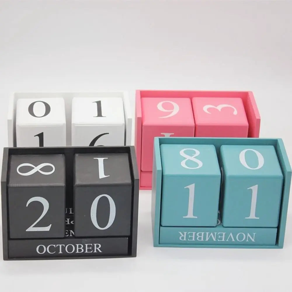 Calendario Perpetuo In Legno MDF Con Blocchi Eterni Display Mensile Stile Pastorale Per Ufficio E Casa Decorativo