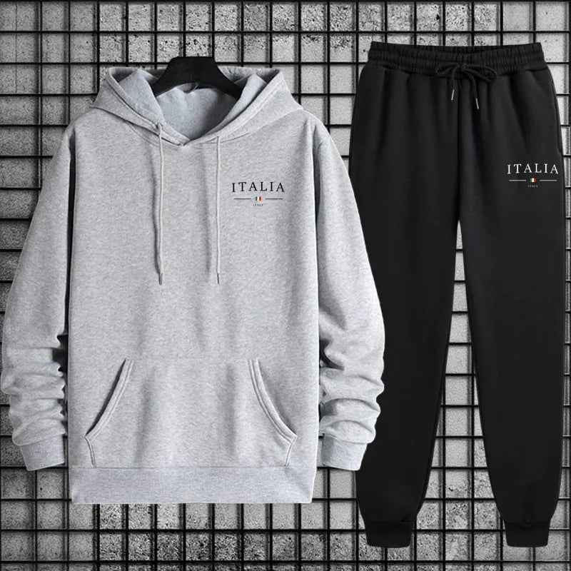 Tuta Da Uomo Di Qualità Con Cappuccio Monopezzo Felpe Con Stampa Streetwear Autunno Inverno Pantaloni