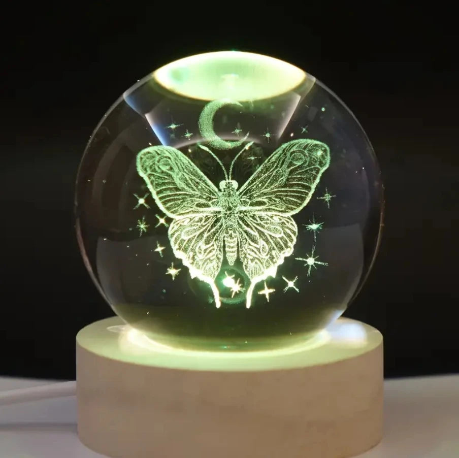 Decorazione Della Stanza Con Sfera Di Cristallo 3D E Base Led Per Luce Ambientale Nel Soggiorno