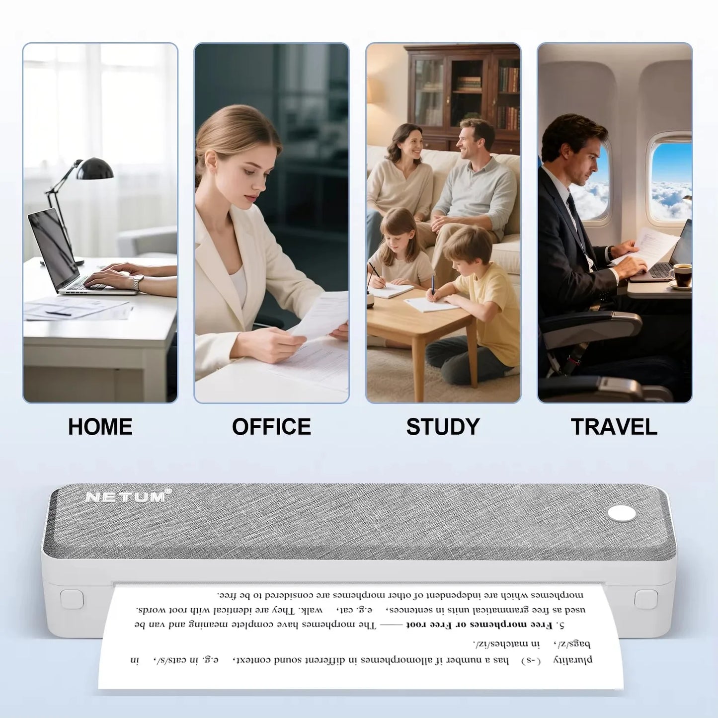 NETUM LT P10 Stampante Termica Portatile A4 Bluetooth Per Viaggi Aziendali Ricaricabile Senza Inchiostro 203 DPI