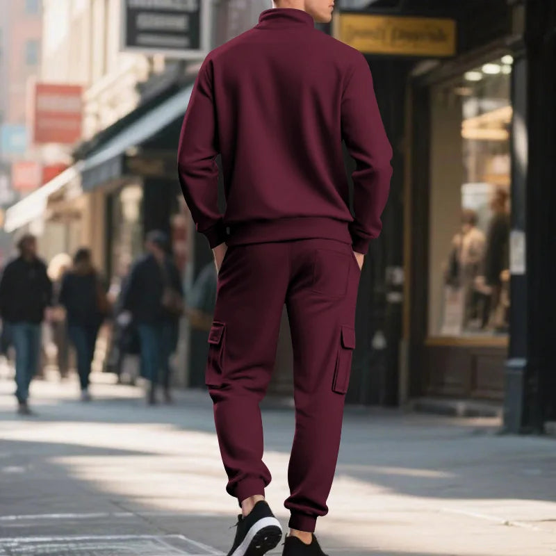 Pantaloni Sportivi Tascabili In Tinta Unita Da Uomo Con Cerniera Calda In Velluto Casual Da Uomo Americano