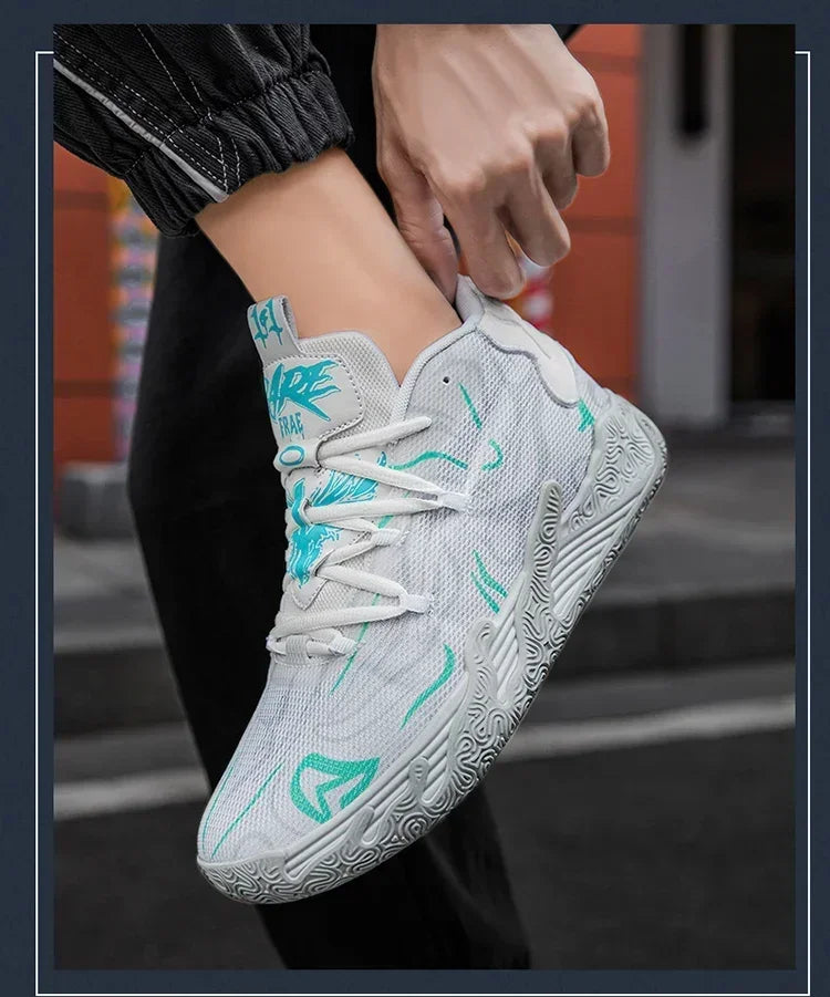 Scarpe Da Basket Da Uomo Allenamento Sul Campo Traspiranti In Mesh Antiscivolo Mid Cut Design Lussuoso