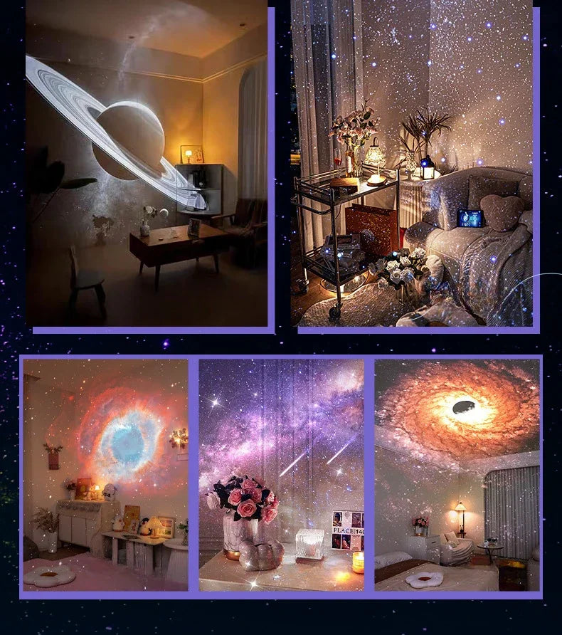 Meteor Dinamico 12 in 1 Lampada Proiettore Galaxy Ultra Trasparente Rotante con Lettore Musicale Regalo per Bambini
