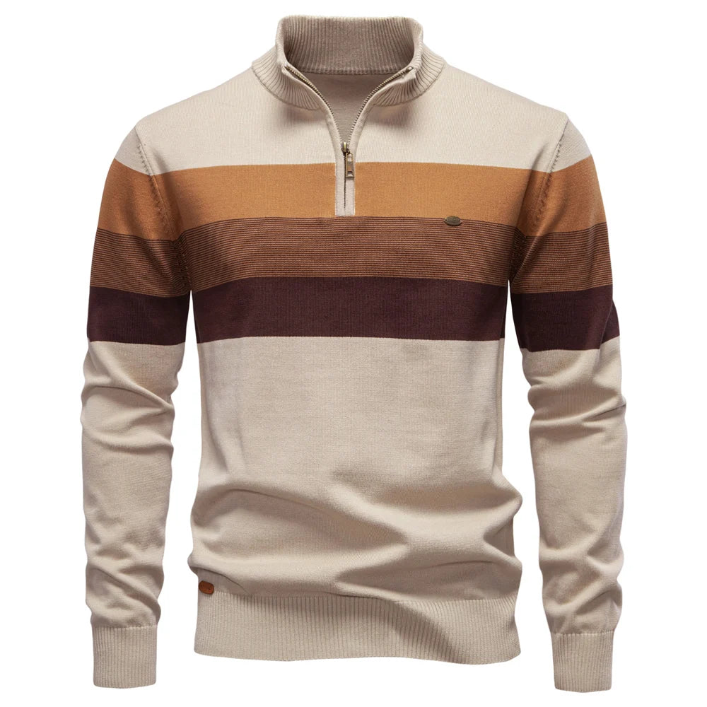 Maglione Uomo Cotone AIOPESON Zip Quarti Collo Lupetto Morbido Elasticizzato Inverno Per Uomo Stiloso
