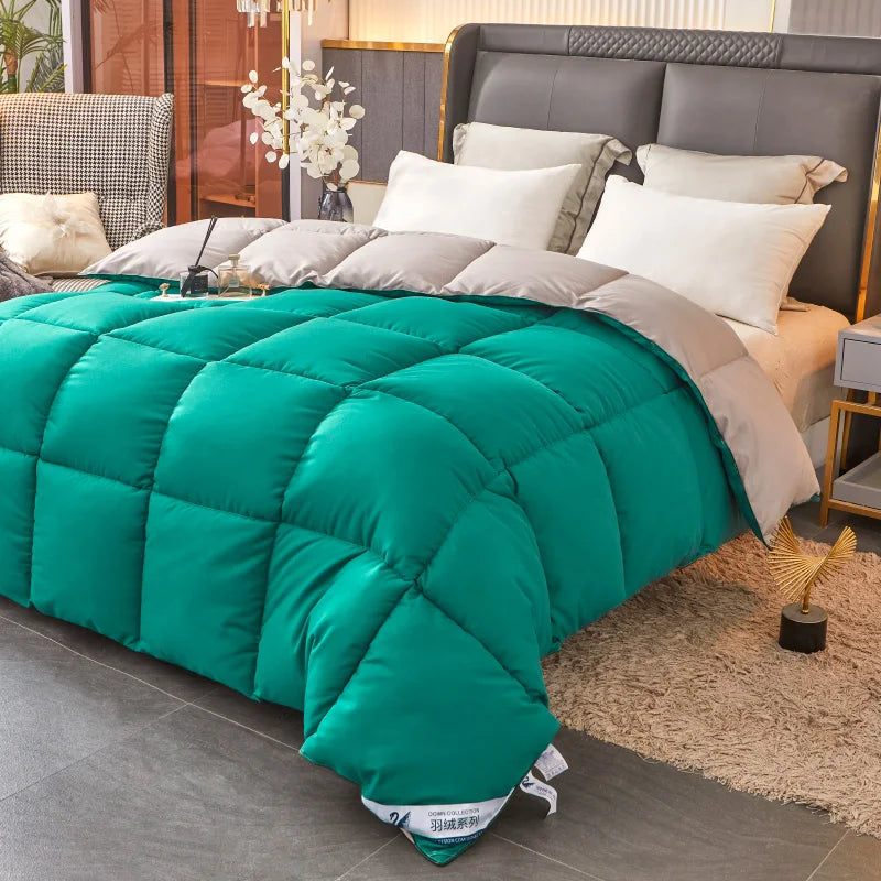 Piumini Trapunte Per Quattro Stagioni Verde Scuro Grigio 150x200 Cm Leggera Imbottitura Coperta