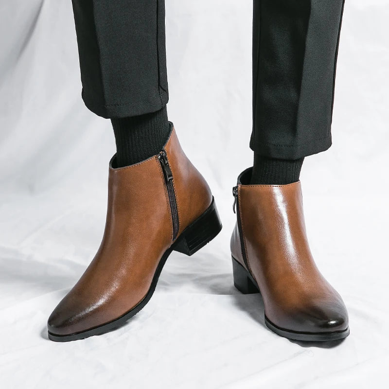 Scarpe Da Uomo Stivaletti Chelsea Impermeabili In Pelle Casual E Business Retrò Mocassini Classici