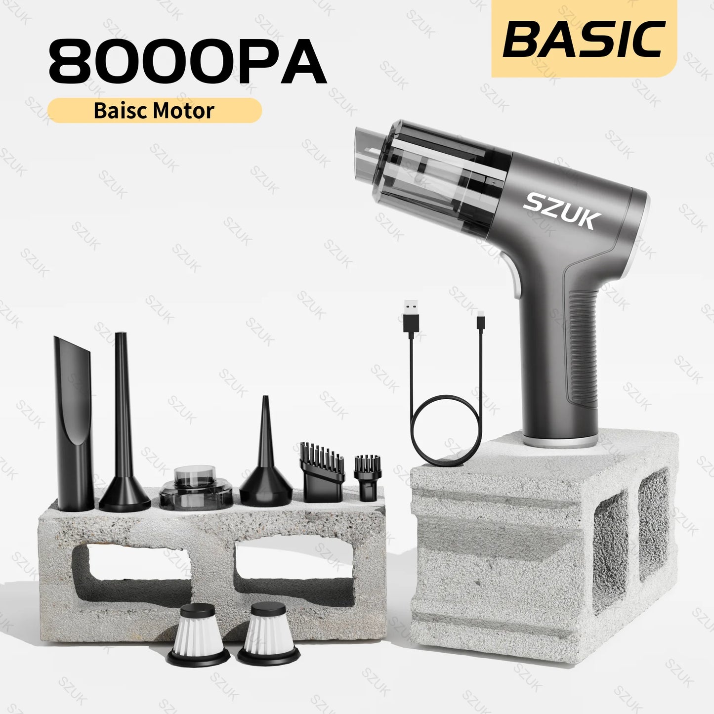 Szuk 98000PA Mini Aspirapolvere Per Auto Potente Pulizia Forte Aspirazione Palmare Wireless Portatile