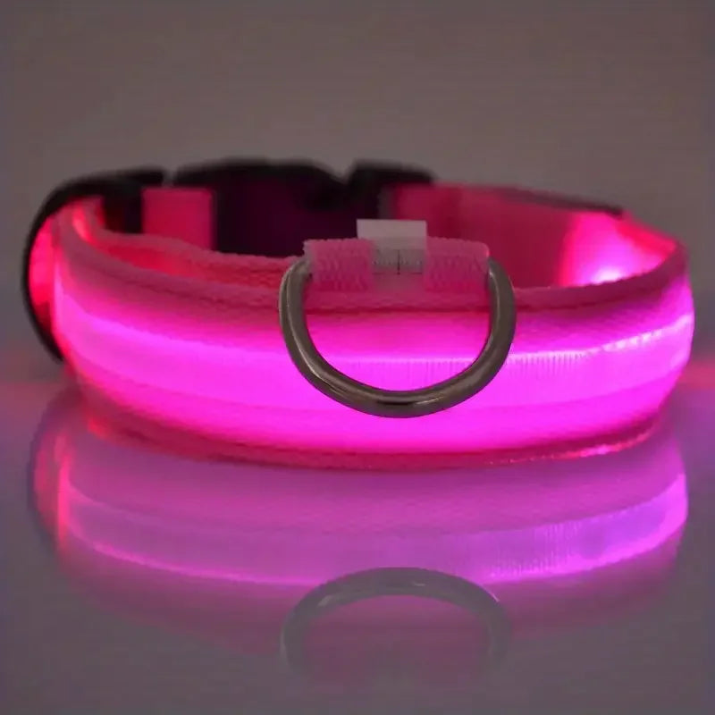 Guinzaglio per Cani in Nylon Led Sicurezza Notturna Lampeggiante Illumina al Buio Collare Fluorescente Luminoso