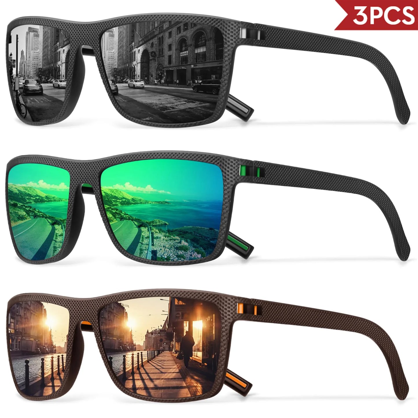 Confezione Occhiali Da Sole Polarizzati Colorati Unisex Con Scatola Di Design UV400 Per Guida Pesca E Sport All Aperto