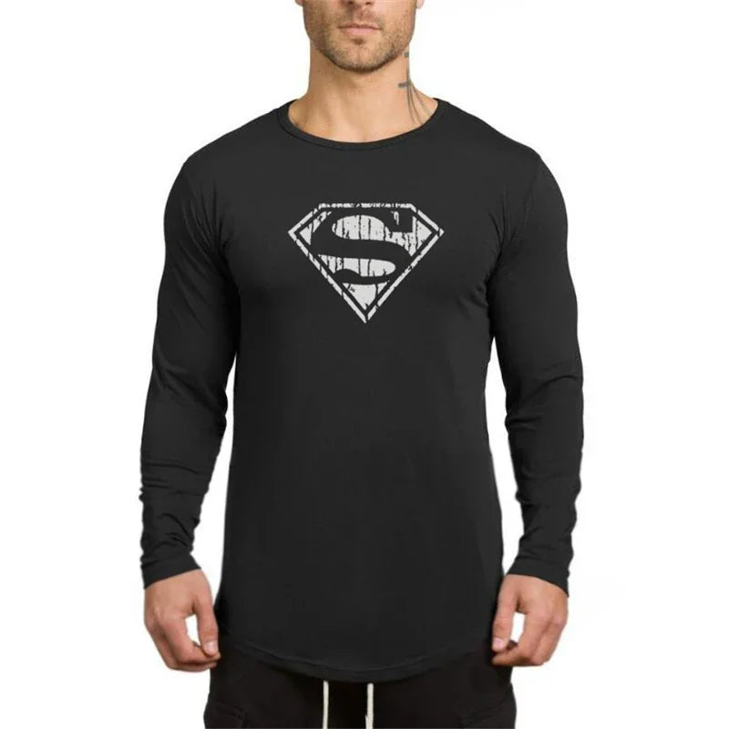 Maglietta Sportiva a Maniche Lunghe Uomo Traspirante per Allenamento Palestra Fitness Bodybuilding Moda Casual Solida