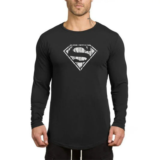 Maglietta Sportiva a Maniche Lunghe Uomo Traspirante per Allenamento Palestra Fitness Bodybuilding Moda Casual Solida