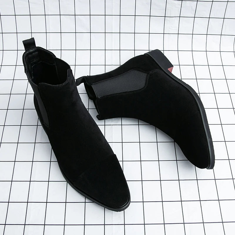 Stivaletti Chelsea Uomo Slip On Con Punta Tonda E Suola Rossa In PU Spedizione Gratuita Taglia 38 46 Scarpe Da Uomo