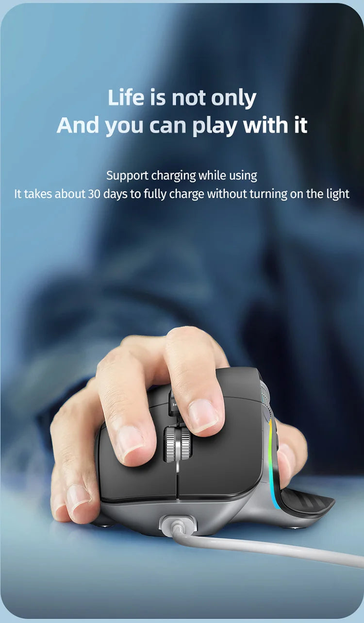 Mouse Wireless Multi Dispositivo Bluetooth 5.0 e 3.0 2.4G Ottico Portatile Ergonomico Per Computer Mano Destra