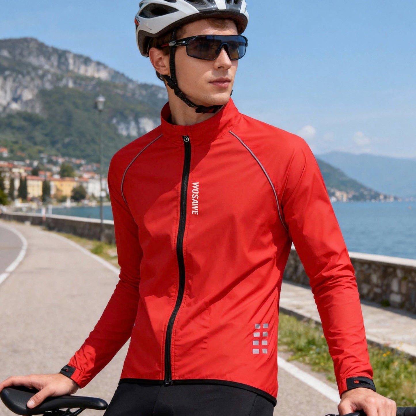 Giacca A Vento Ciclismo Uomo Antivento Riflettente Ultraleggera A Maniche Lunghe Per MTB E Bici Da Strada
