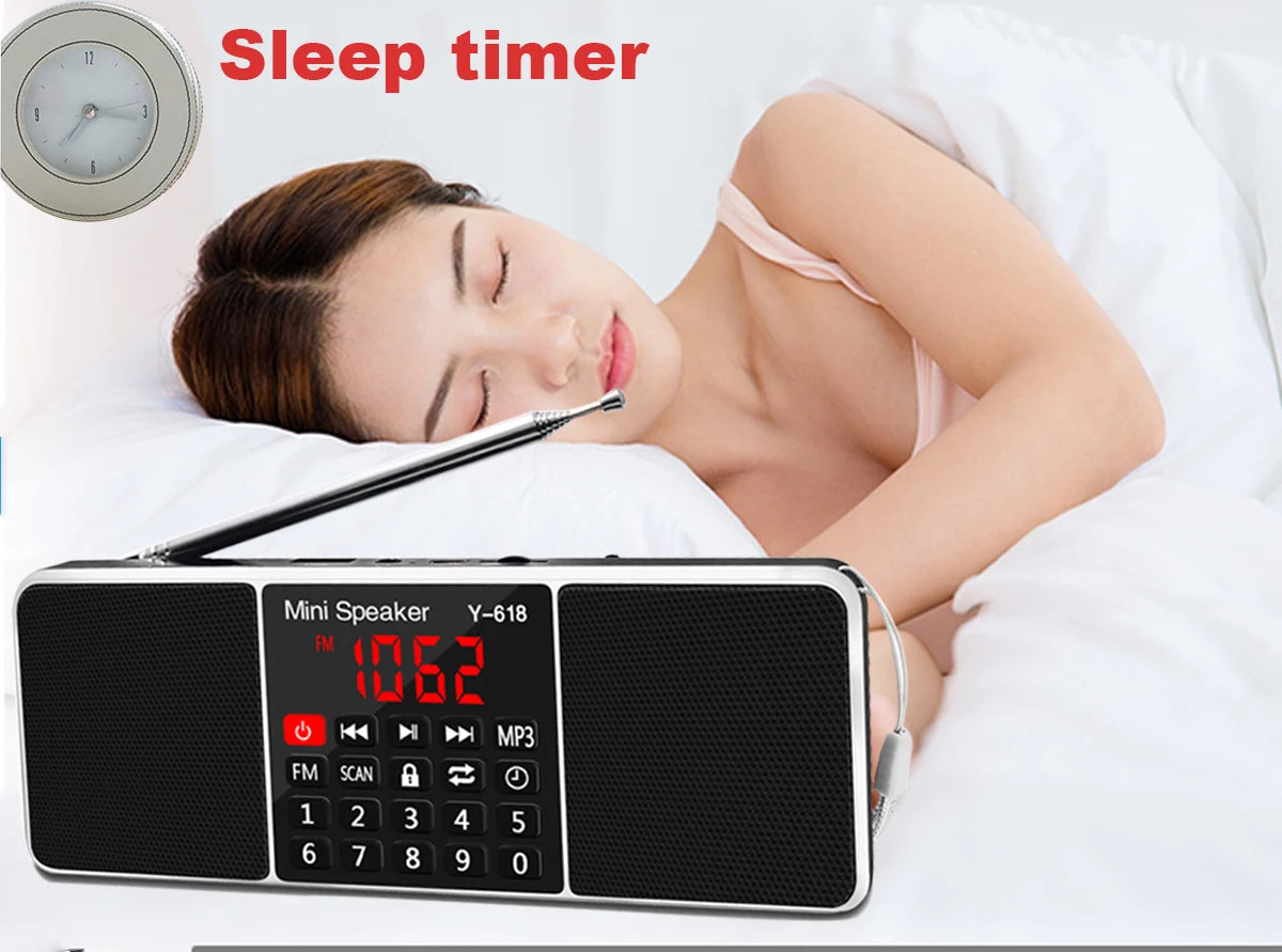 Lefon Ricevitore Radio FM Digitale Portatile Con Altoparlante Lettore MP3 USB Scheda TF Display LED Spegnimento Dell Ora