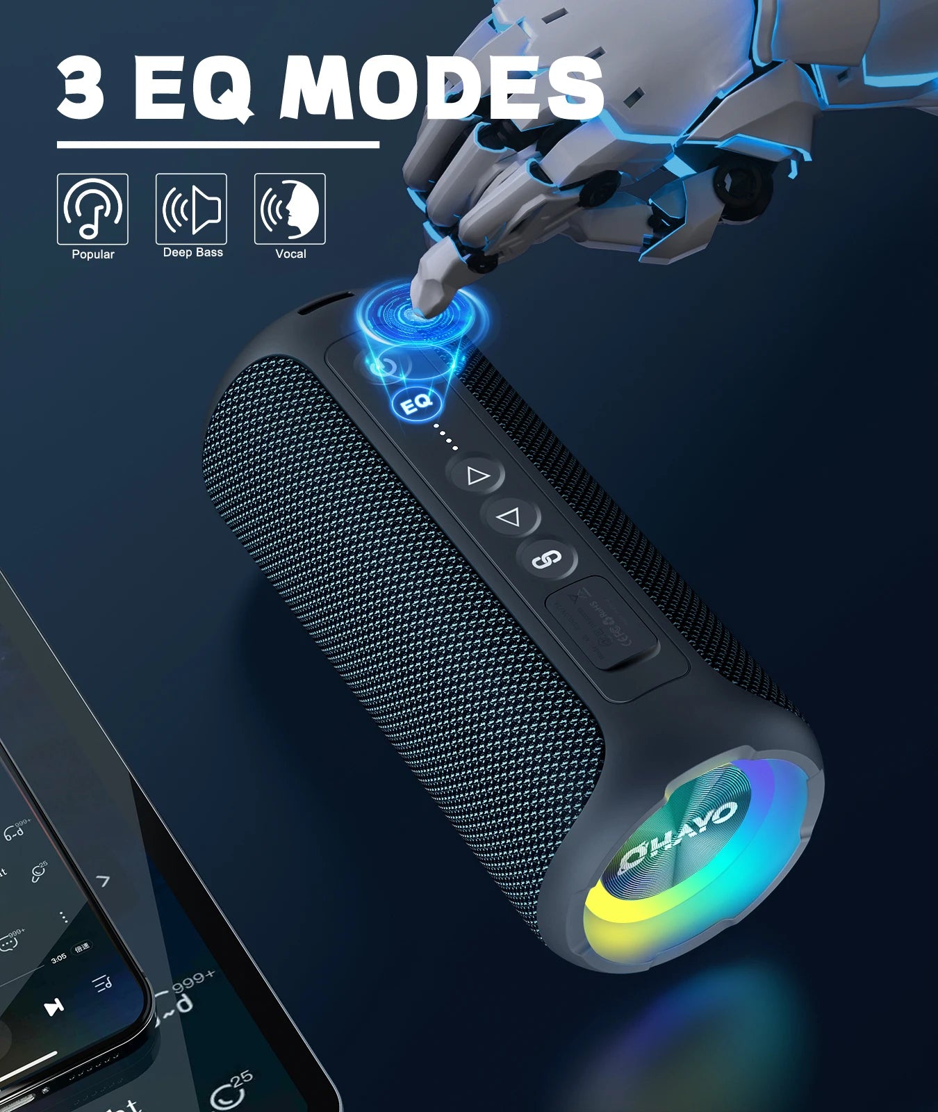 Ortizan X8 Pro Altoparlante Bluetooth Portatile 40 W Suono Stereo Impermeabile IPX7 Bassi Deep Luci RGB 30 Ore 3 EQ