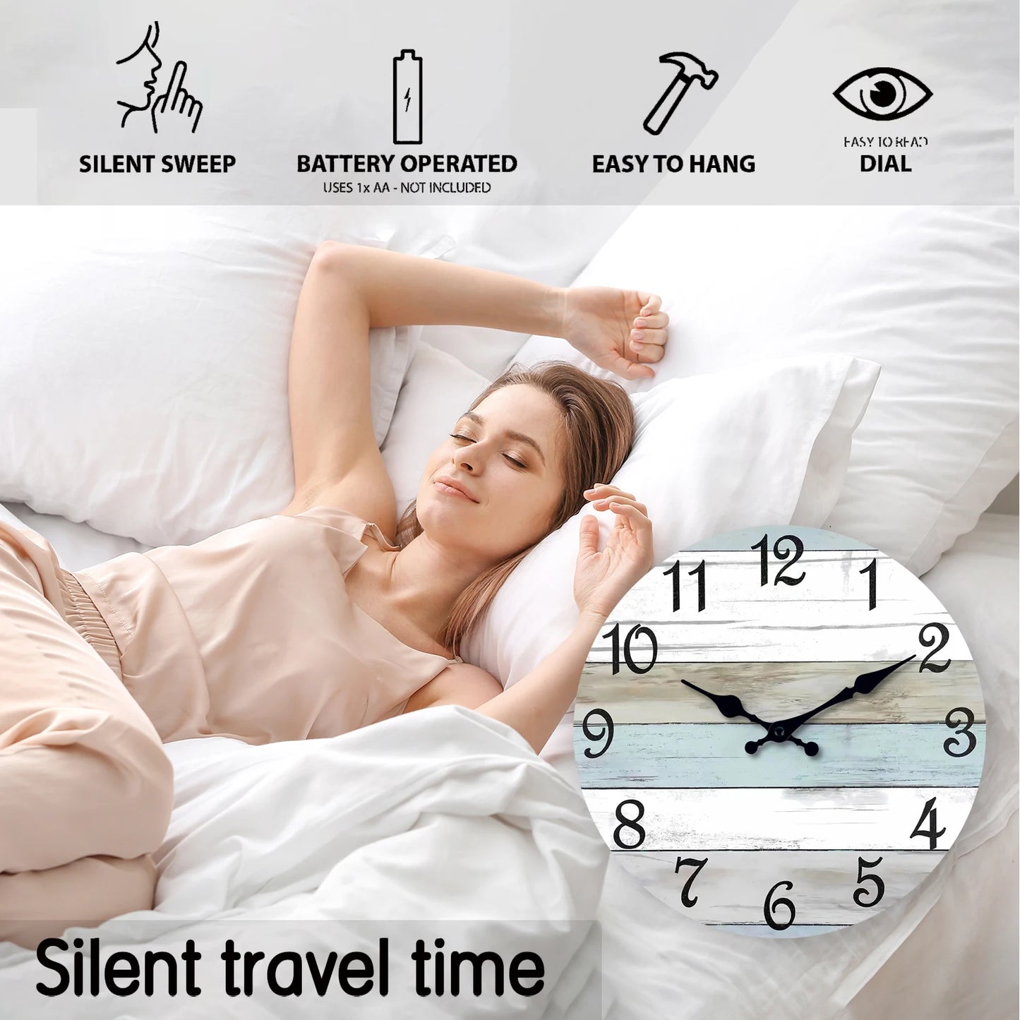 Orologio Da Parete Silenzioso In Legno 10 14 Pollici Motivo Naturale Per Soggiorno Letto Cucina Ufficio Regalo Ideale