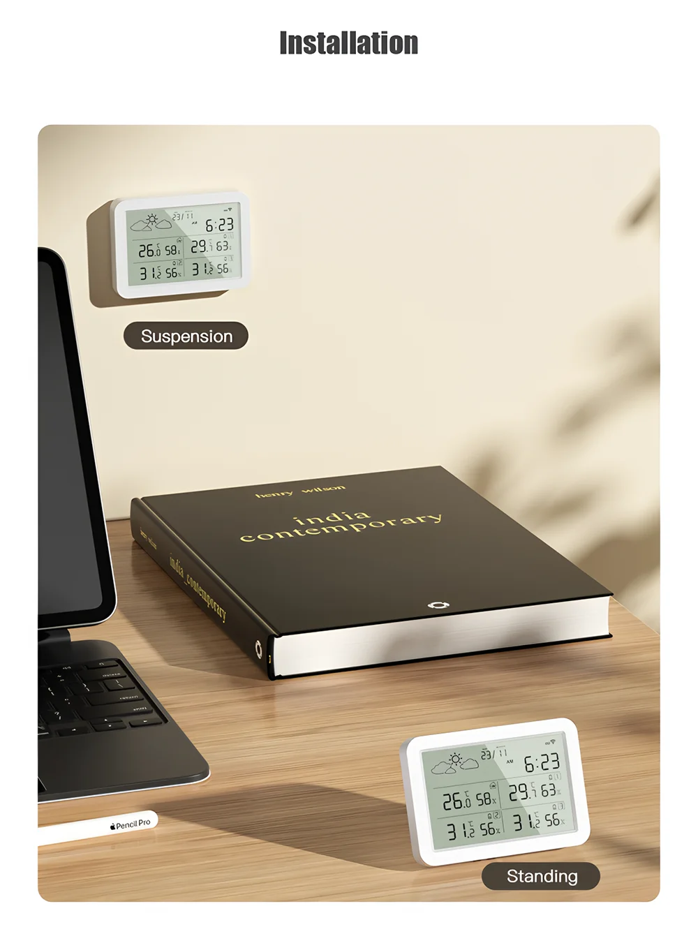 Stazione Meteorologica Intelligente Tuya WiFi LCD Meteo Interni Esterni Allarme Umidità Temperatura