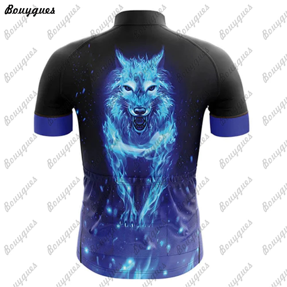 Maglia Ciclismo Uomo Wolf Pro Team MTB Downhill Alta Qualita Tricot Traspirante Con Tasche E Asciugatura Rapida