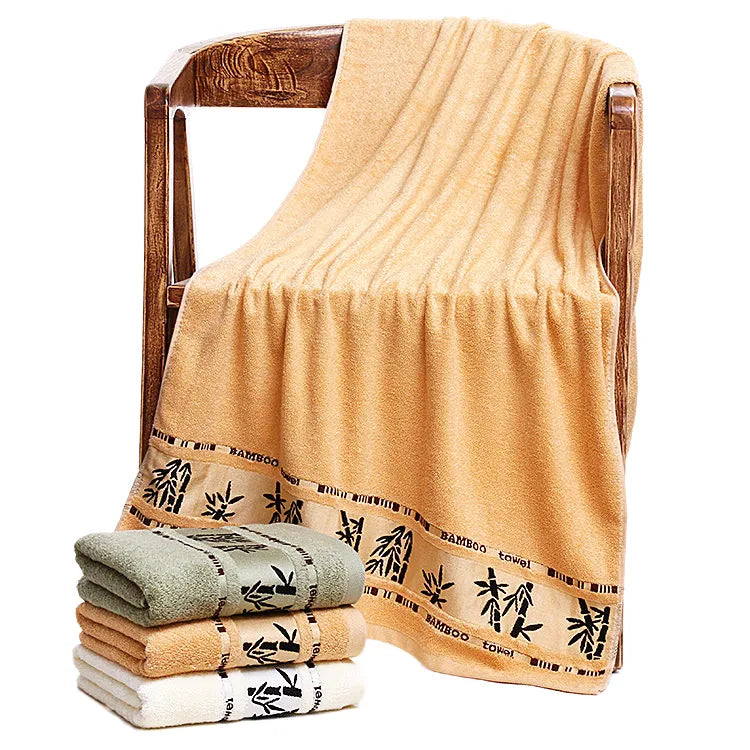 Set Di 3 Asciugamani Da Bagno In Fibra Di Bambù Verde 34x74cm E 70x140cm Per Viso E Mani