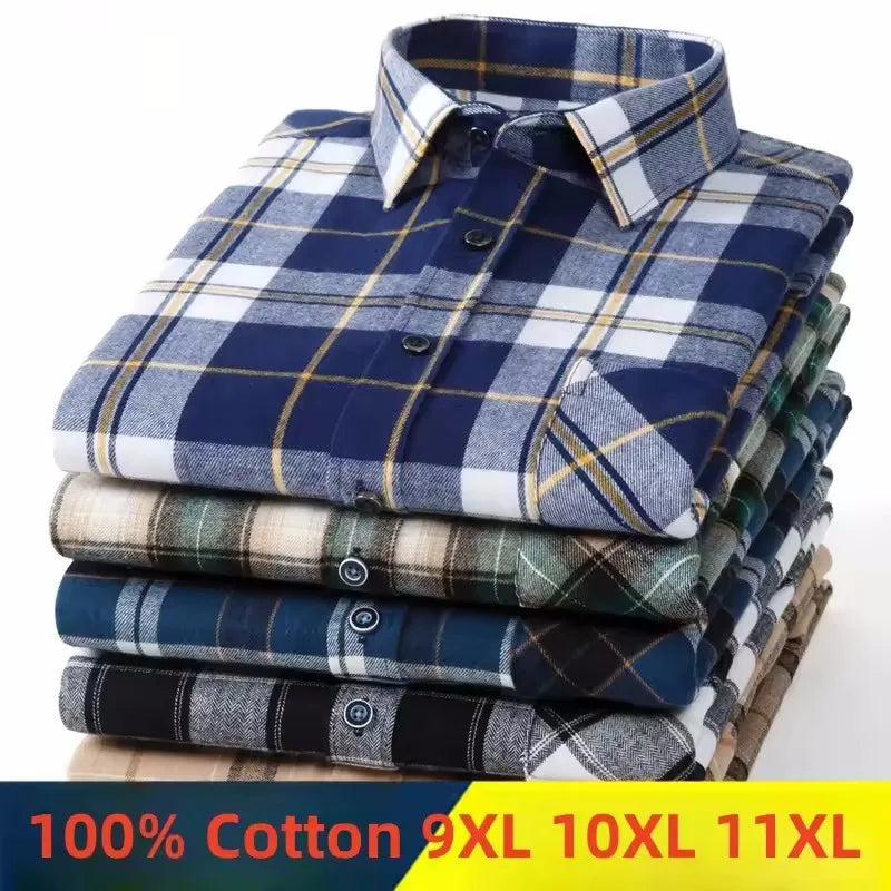 Camicie Da Uomo In Flanella Scozzese A Quadri Manica Lunga In Cotone Taglie Dalla S Alla XL Vestibilita Standard E Casual