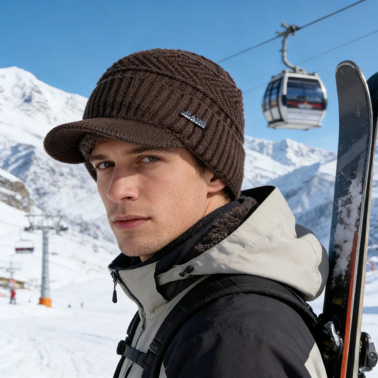 Cappello In Lana Per Uomo Autunno Inverno Lavorato A Maglia Con Visiera Imbottita Caldo E Confortevole