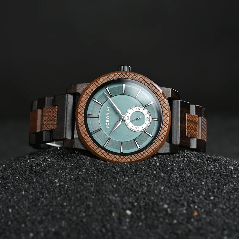 BOBOBIRD Orologio In Legno Da Uomo Personalizzato Nome Testo Sulla Custodia Posteriore Orologio Quarzo Scatola Regalo