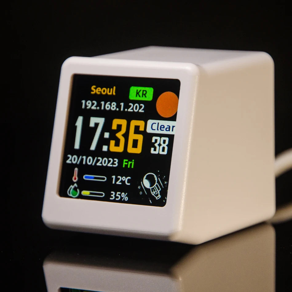 Stazione Meteo WiFi GeekMagic Ultra Smart Con Orologio Da Comodino Album E Animazioni GIF Decorazione Da Scrivania