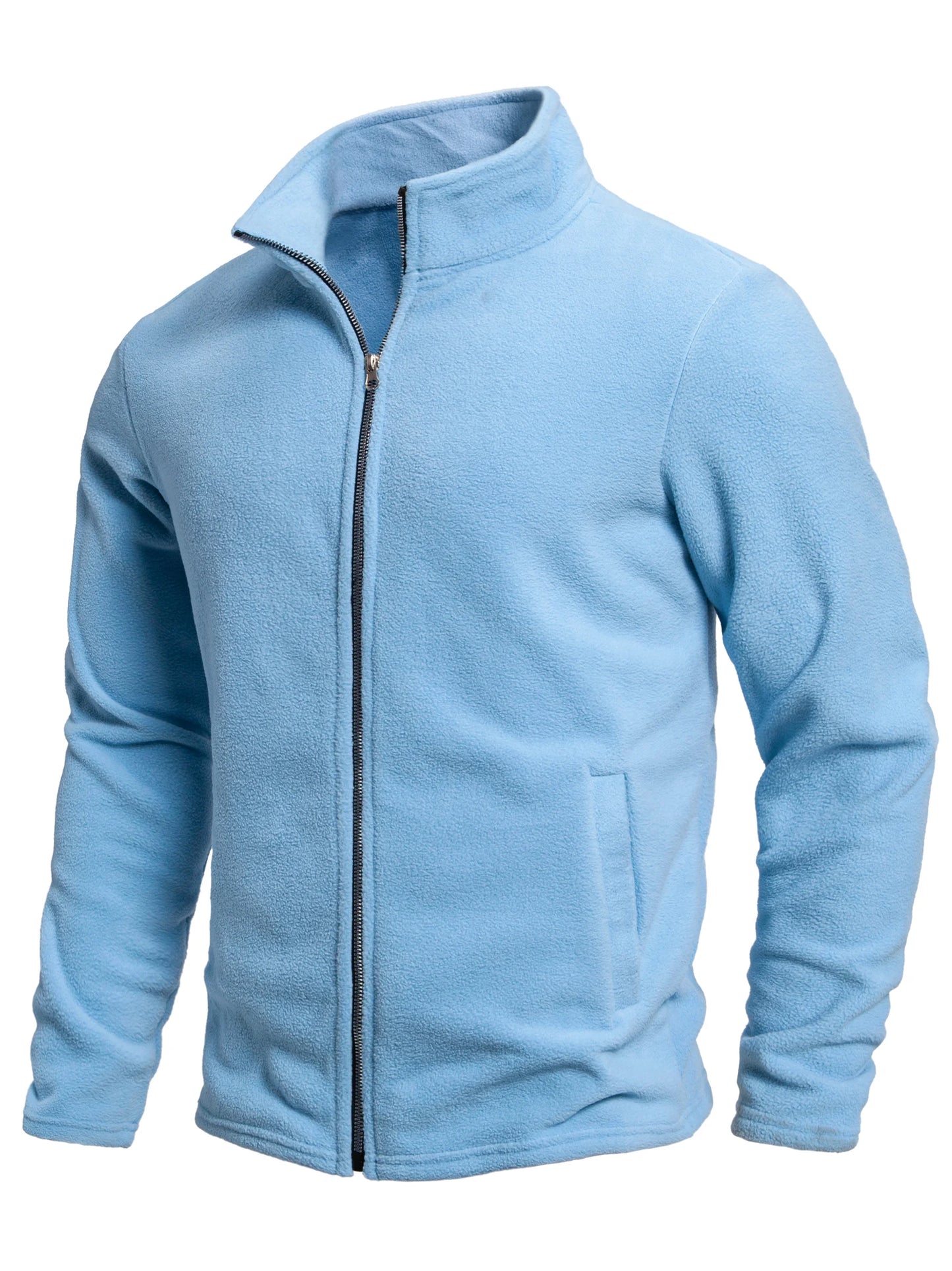 Top Caldo Da Uomo In Pile Tinta Unita Cardigan Con Cerniera Per Tempo Libero All'Aperto Primaverile Autunnale