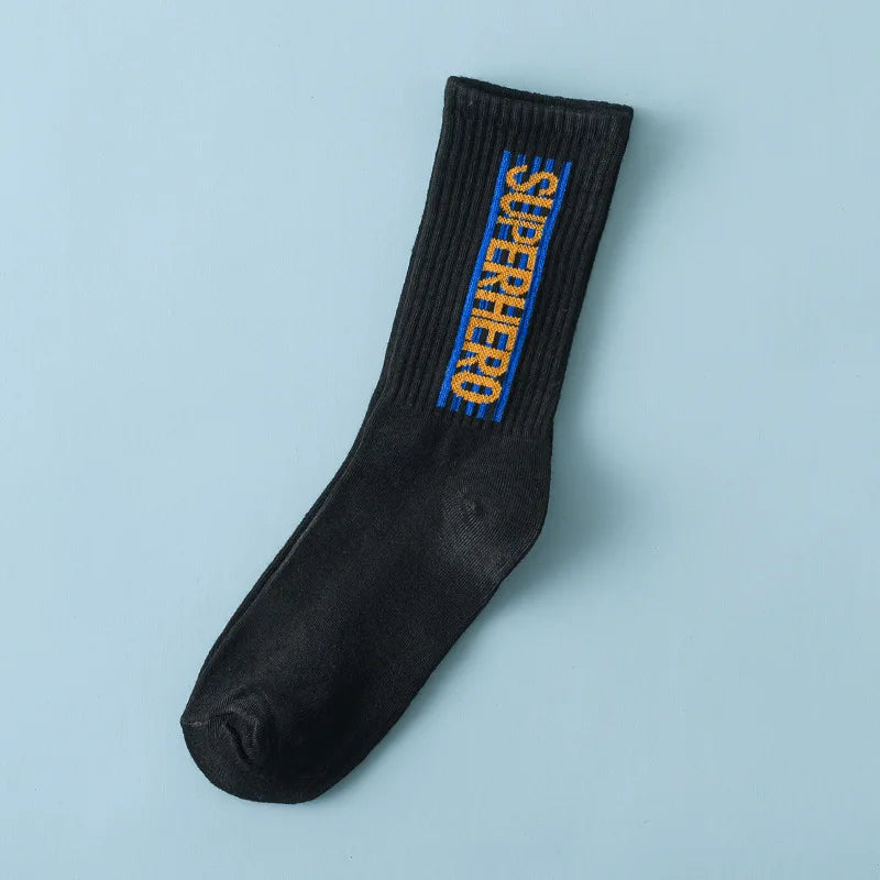 Calzini A Tubo Unisex Multicolore Traspiranti Con Alfabeti Per Sport Hip Hop Street Coppie