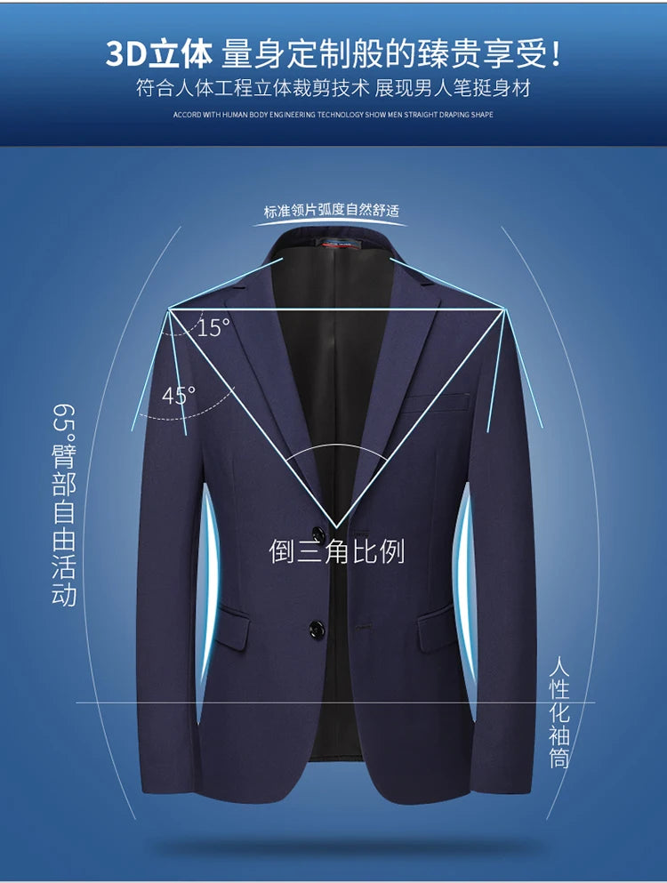 Blazer Da Uomo Tinta Unita In Stile Britannico Per Lavoro Professionale E Cerimonie Eleganti