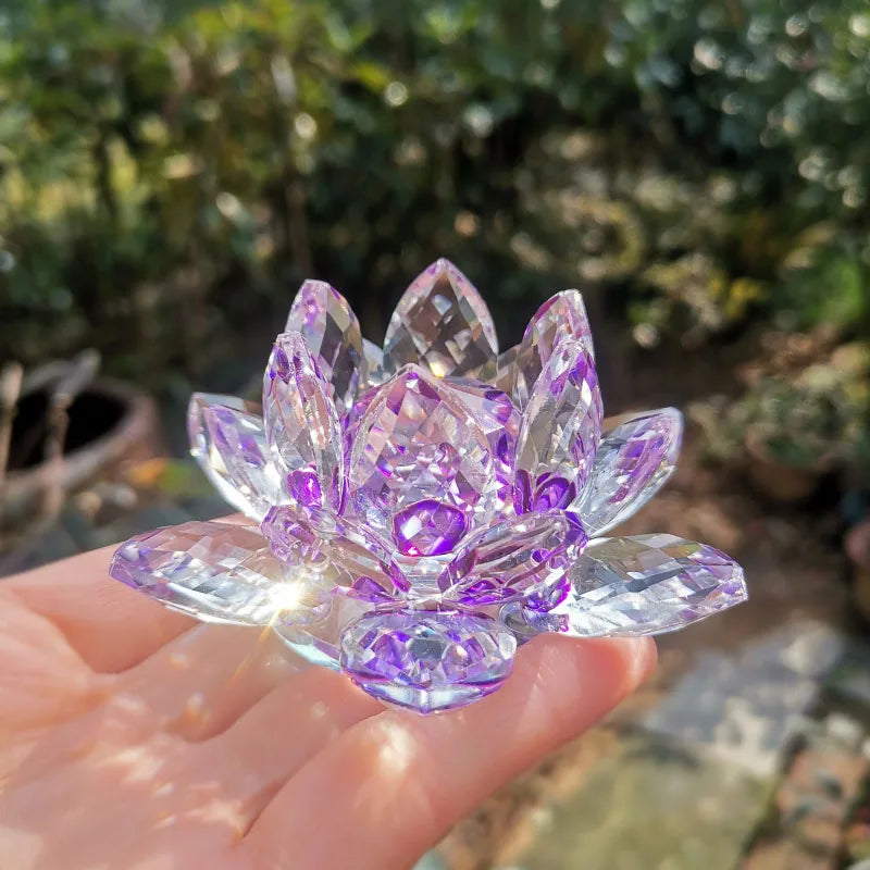 Fermacarte In Cristallo Di Quarzo Fiore Di Loto 80mm Artigianato In Vetro Feng Shui Decorazioni Per Casa Regalo