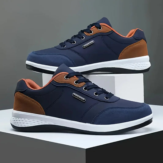 YRZL Scarpe da uomo Primavera Autunno Scarpe da ginnastica da passeggio impermeabili Scarpe sportive da uomo in pelle per il tempo libero Calzature antiscivolo da tennis per uomo