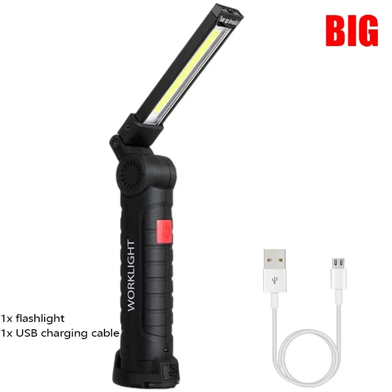 Torcia Portatile A LED COB Ricaricabile USB Lanterna Magnetica Con Batteria Incorporata Per Campeggio E Lavoro