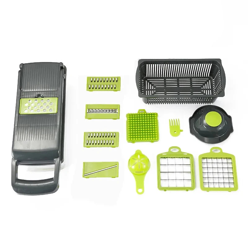 KEMORELA Tritatutto Multifunzionale 14 In 1 Per Verdure E Cipolle Lama Inox Manico Ergonomico Affettatrice Dicer Cucina