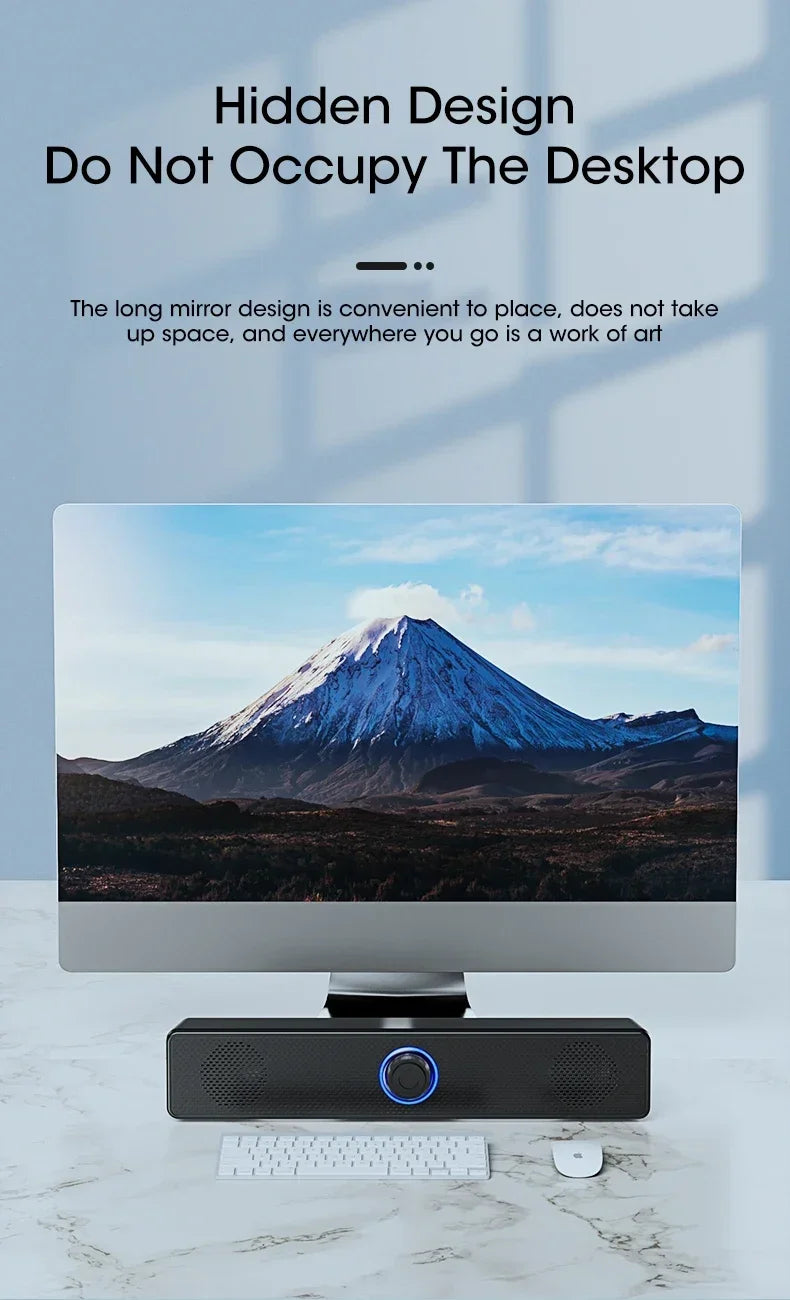 Soundbar Per PC E TV Bluetooth Cablato E Wireless USB Alimentato Per Laptop Gaming Home Theater Sistema Audio Surround