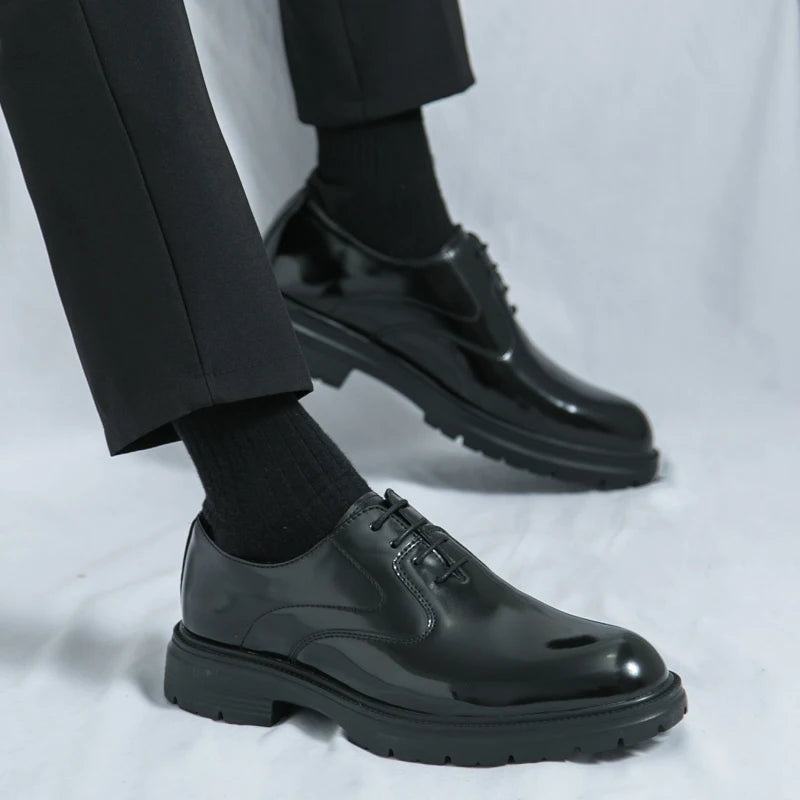 Scarpe Da Uomo In Pelle Con Suola Spessa Formali Da Lavoro Oxford Classiche Fatto A Mano Calzature Casual