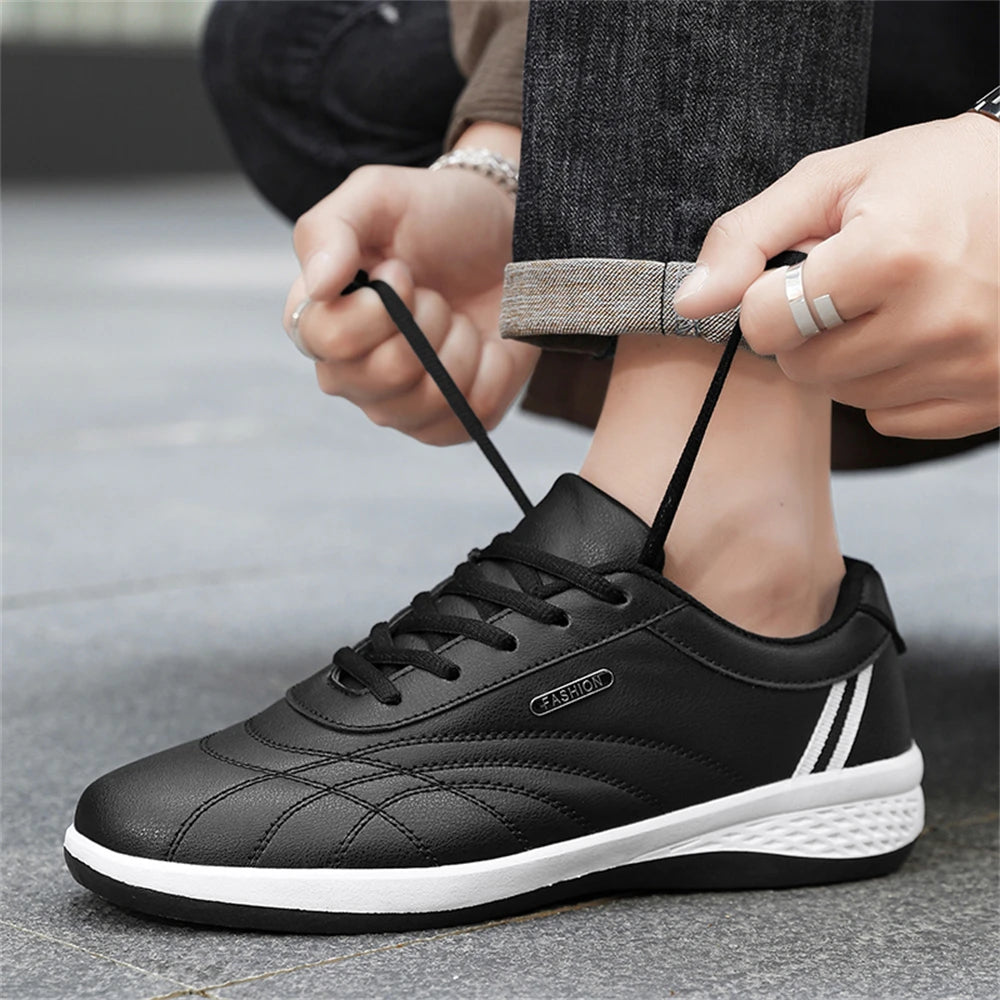 Scarpe Da Uomo Casual In Pelle Stringate Da Passeggio Per Esterni Bianco Nero Taglia 10