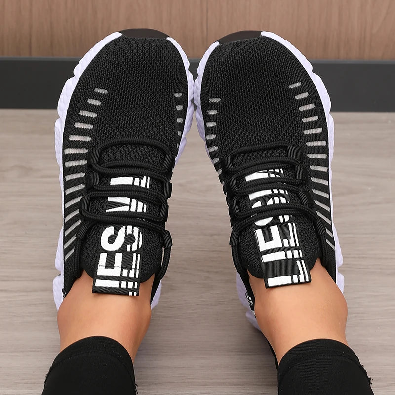 Scarpe sportive da donna Mesh Leggero Suola morbida Cinturino da jogging Traspirante Moda Sport Walking Scarpe basse da tennis casual per uomo