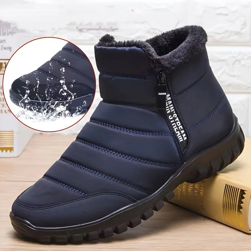 Scarpe Invernali Da Uomo Sneakers Stivali Da Neve Con Cerniera In Cotone Caldo Impermeabili Spedizione Gratuita