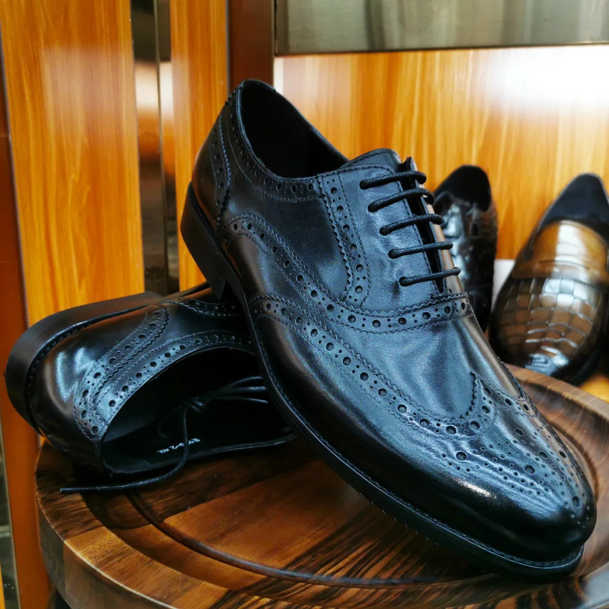 Scarpe Eleganti Da Uomo In Vera Pelle Brogue Punta Alare Oxford Con Lacci Per Matrimonio Nere E Marroni