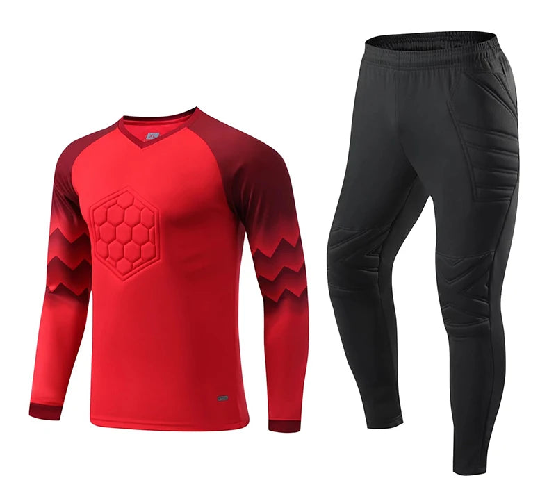 2023 uomo bambino portiere di calcio uniforme spugna protettiva manica lunga allenamento di calcio portiere top maglia da calcio pantaloni personalizzati