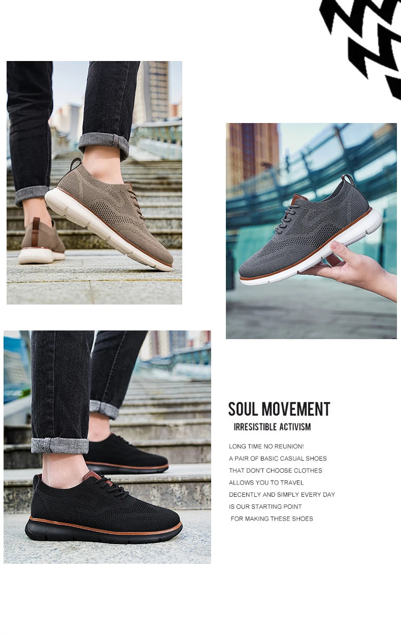 Scarpe Casual Da Uomo Traspiranti Con Cuscino Oxfords Comode Per Abito Formale In Maglia Plus Size