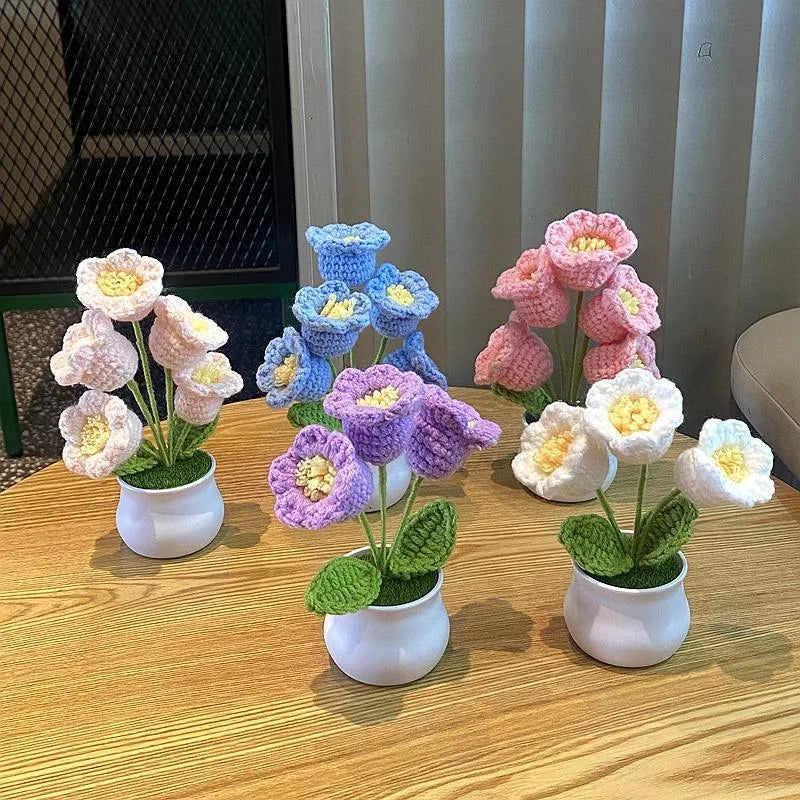 Fiore In Vaso Fai Da Te Rosa Mini Tessuti A Mano Per Scrivania Ufficio Decorazione Casa Filo Di Lana
