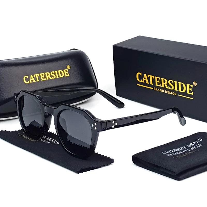 Occhiali Da Sole Polarizzati Retrò Unisex Caterside Ultraleggeri Montatura TR90 Poligonale Per Esterni Viaggio Di Qualità